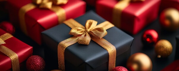 Festive Gift Boxes with Ribbons for Christmas Celebration