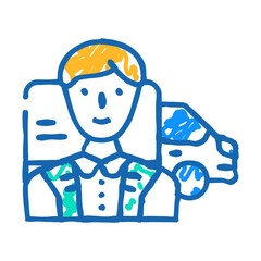 Obraz premium fleet maintenance manager repair worker doodle icon sketch vector. fleet maintenance manager repair worker sign. isolated symbol illustration