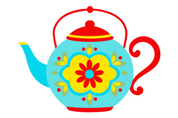 Elegant Rounded Teapot Vector Illustration Embracing Retro Inspired Design Aesthetic
