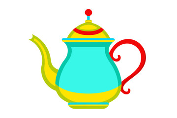 Charming Retro Teapot Design with Rounded Shape Vector Illustration for Tea Enthusiasts

