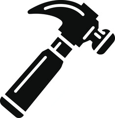 Hammer icon. Black, minimalist icon isolated on white background. Hammer simple silhouette. Web site page and mobile app design vector element