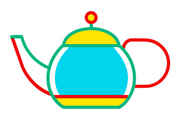 Retro Inspired Teapot with Rounded Shape Vector Illustration for Timeless Kitchen Decor
