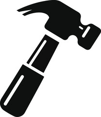 Hammer icon. Black, minimalist icon isolated on white background. Hammer simple silhouette. Web site page and mobile app design vector element