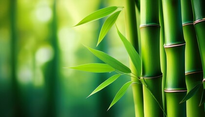 Lush green bamboo stalks