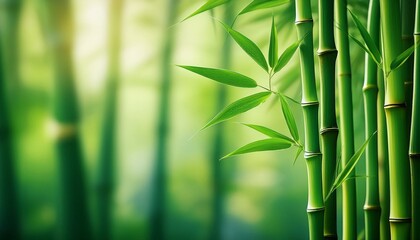 Closeup of green bamboo stalks