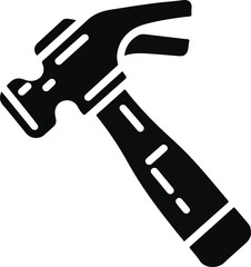 Hammer icon. Black, minimalist icon isolated on white background. Hammer simple silhouette. Web site page and mobile app design vector element