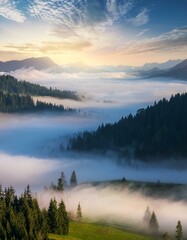 Fototapeta premium Misty mountain sunrise