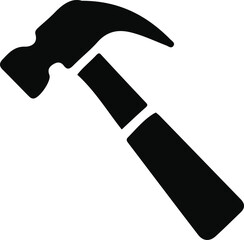Hammer icon. Black, minimalist icon isolated on white background. Hammer simple silhouette. Web site page and mobile app design vector element