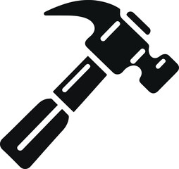 Hammer icon. Black, minimalist icon isolated on white background. Hammer simple silhouette. Web site page and mobile app design vector element