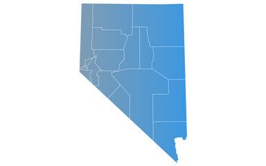 Nevada administrative map. counties map of Nevada, blank Map, empty map of Nevada