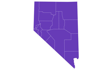 Nevada administrative map. counties map of Nevada, blank Map, empty map of Nevada