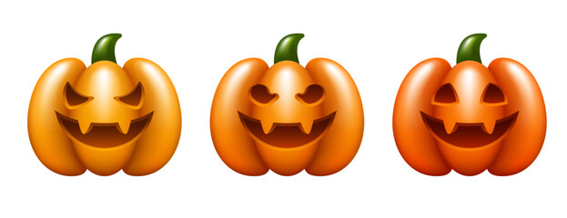 Pumpkin. Jack-O-Lantern. Vector realistic illustration isolated on white background.