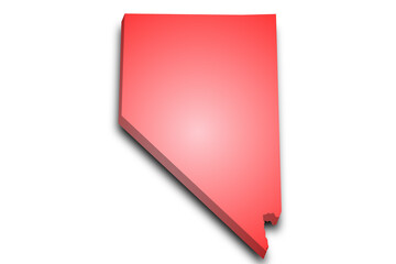 3d Map of Nevada state with color. United State of America, US, United State