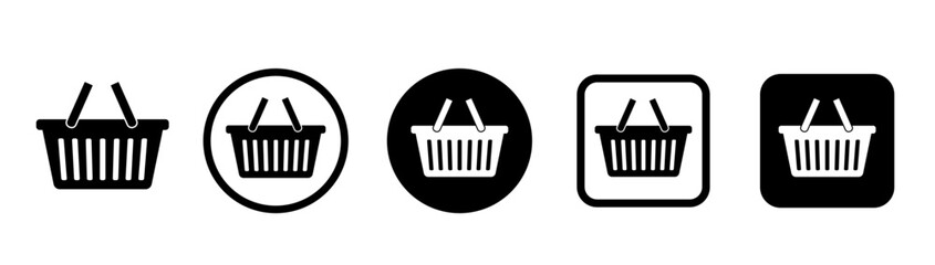 Shopping basket icon set. Buy on market or supermarket. Shopping basket. Vector illustration