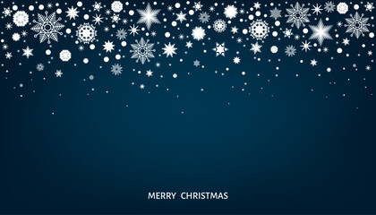 Christmas  winter  blue background with falling snowflakes.