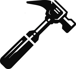 Hammer icon. Black, minimalist icon isolated on white background. Hammer simple silhouette. Web site page and mobile app design vector element