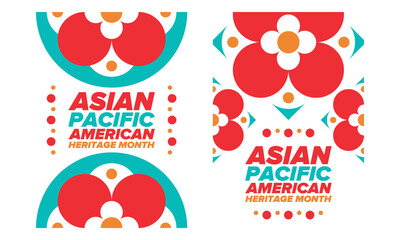 Asian Pacific American Heritage Month. Celebrated in May. It celebrates the culture, traditions and history of Asian Americans and Pacific Islanders in the United States. Poster, card, banner. Vector