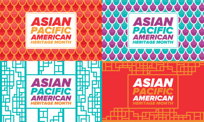 Asian Pacific American Heritage Month. Celebrated in May. It celebrates the culture, traditions and history of Asian Americans and Pacific Islanders in the United States. Poster, card, banner. Vector
