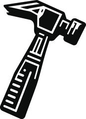 Hammer icon. Black, minimalist icon isolated on white background. Hammer simple silhouette. Web site page and mobile app design vector element