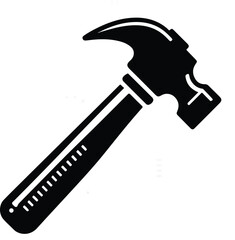 Hammer icon. Black, minimalist icon isolated on white background. Hammer simple silhouette. Web site page and mobile app design vector element