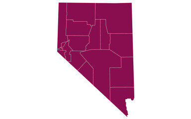 Nevada administrative map. counties map of Nevada, blank Map, empty map of Nevada