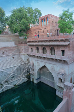 Toorji's Step Well, Toorji ki Jhalara, Toorj ki jhalra, was built in 1740s.Hand carved step well bulit to provide water to the local people in the desert. Ancient architecture Jodhpur,Rajasthan,India.