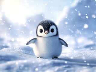 penguin on snow