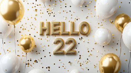 Hello 22 Birthday Celebration Graphic