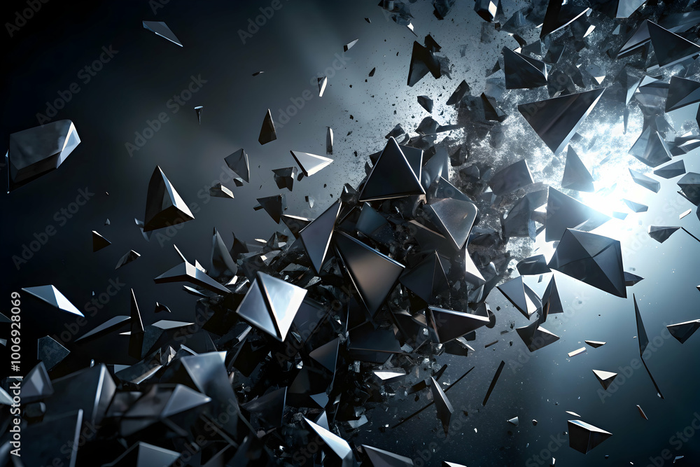 Poster abstract shattered reality: a mesmerizing abstract image of a shattered world, fragmented into a mul