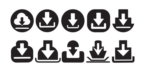 download icons set, download button Collection, simple download icon isolated on white background, Software download icon, Web icon set, Vector illustration.