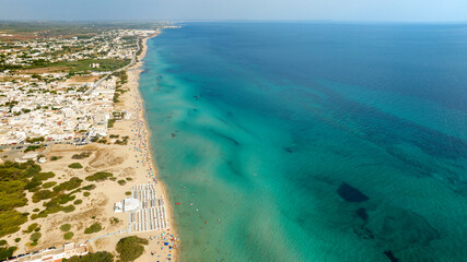 Aerial view of San Pietro in Bevagna in Salento. It is a small seaside town in the province of...