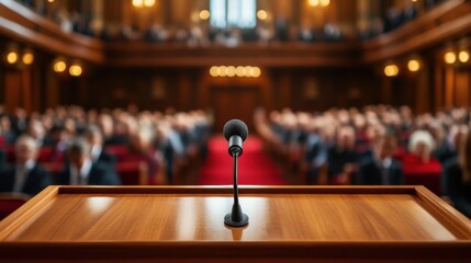 Election Debates with Microphone at Podium