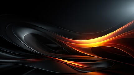 Naklejka premium abstract background with smooth wavy lines in black and orange colors