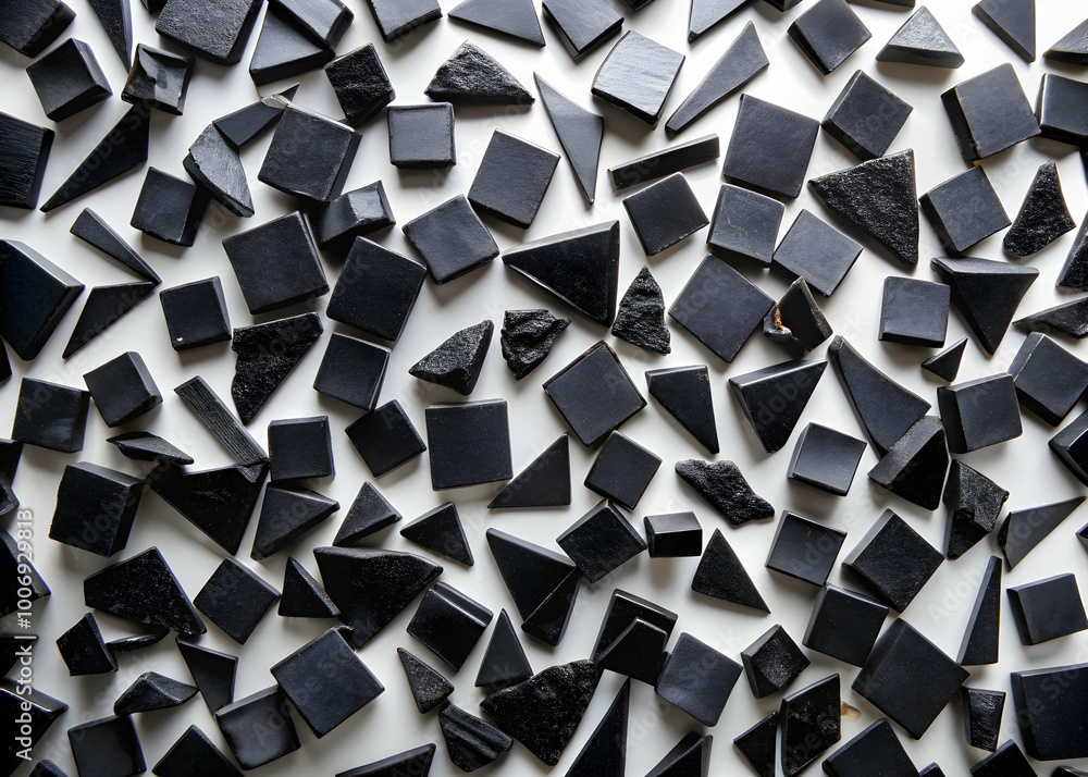 Poster abstract black tiles: a captivating arrangement of black ceramic tiles, showcasing a mix of geometri