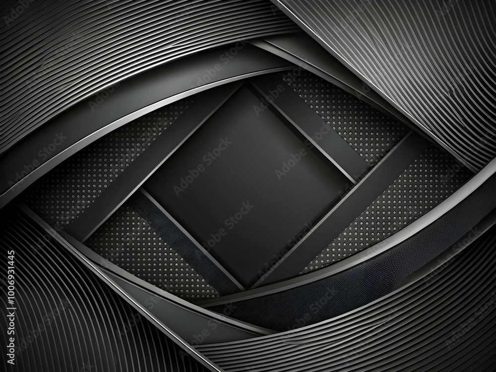 Poster abstract geometric dark abstract: dark, intricate geometric shapes intertwine, creating a captivatin