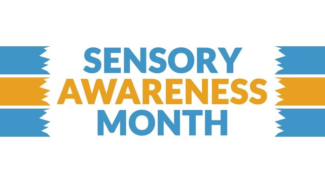 Sensory Awareness Month In and Out text from split line animation on White background. Which is observed every year in October to celebrate and wish Sensory Awareness Month.