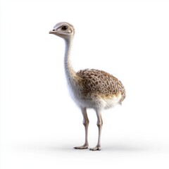Cute Emu on White Background in Raw Artistic Style