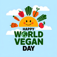 Fototapeta premium Pure and Plant-Based, Happy World Vegan Day Logo Design, food, burger, hamburger, restaurant, label, pizza