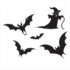 Halloween vector, and Jack-o'-lantern, Ghost, Bat, Black Cat, Spider Web, Witch Hat, Moon and Stars, Skeleton, Vampire, Zombie, Halloween tree