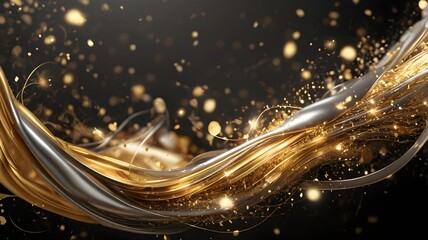 Obraz premium Background with gold and silver particles that create a luxurious glow