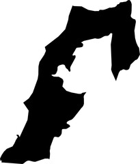 Contour map of the state of South Lebanon, Lebanon. Graphic illustration on a transparent background with black region borders