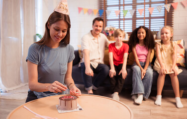 Parents and children are enjoying the birthday anniversary party