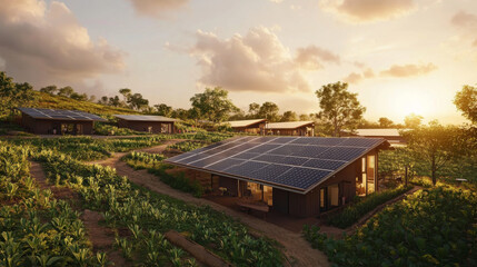 A community energy cooperative where locals manage their own solar energy systems and storage, fostering energy independence