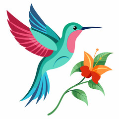 hummingbird and flowers