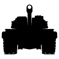 Main battle tank front view silhouette. Coloring Page. Ukraine army. War conflict. Realistic Military vehicle. PNG Illustration.