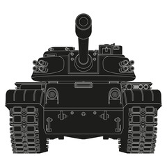 Main battle tank front view. Coloring Page. Ukraine army. War conflict. Realistic Military vehicle. PNG Illustration