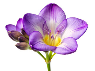 Purple Freesia Flower Isolated on Transparent Background