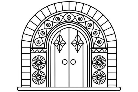 recommend clip art: Door vector image black paint in the white background