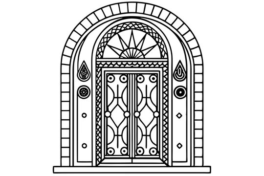 recommend clip art: Door vector image black paint in the white background