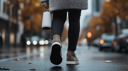 Fototapeta premium Woman walking with a bottle